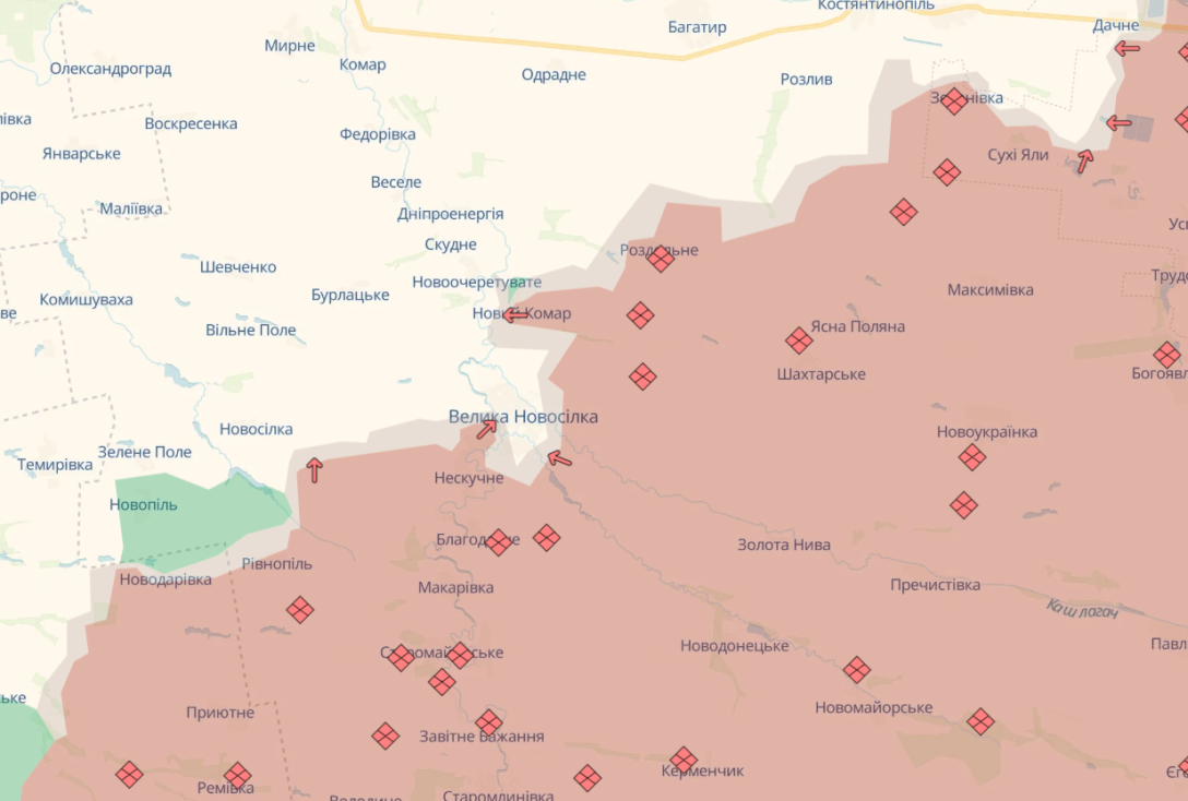 наступление РФ, Великая Новоселка, наступление РФ на Донбассе, ситуация на фронте, карта